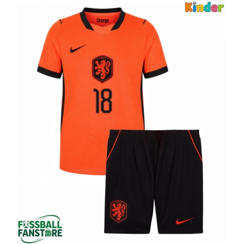 Niederlande Donyell Malen #18 Replik Heimtrikot Kinder WM 2026 Kurzarm (+ Kurze Hosen)